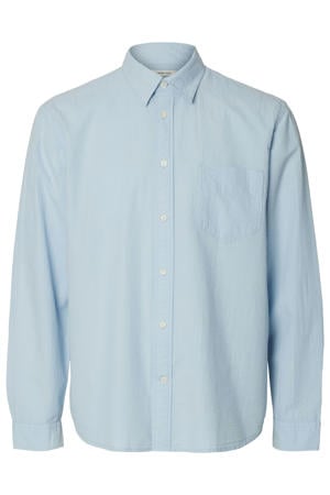 regular casual overhemd lichtblauw seersucker