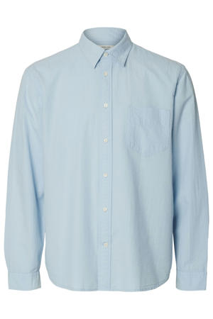 regular casual overhemd lichtblauw seersucker