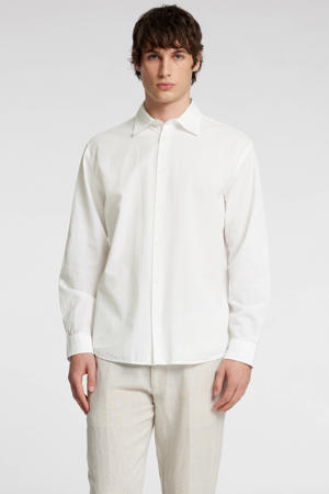 regular casual overhemd ecru seersucker