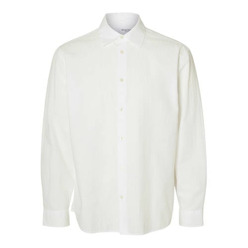 SELECTED HOMME regular casual overhemd met textuur ecru afbeelding