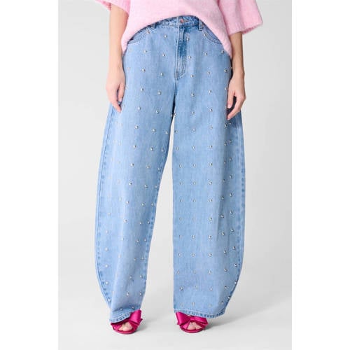 Shoeby high waist barrel jeans light blue afbeelding