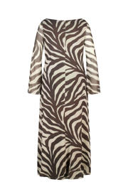 thumbnail: MS Mode maxi jurk met zebraprint beige