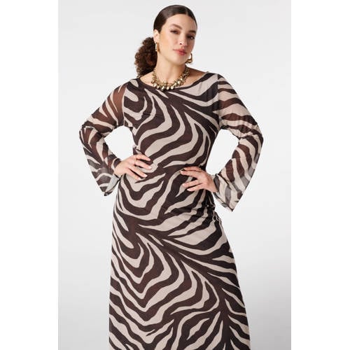 MS Mode maxi jurk met zebraprint beige afbeelding