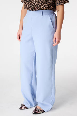 wide leg high waist broek lichtblauw