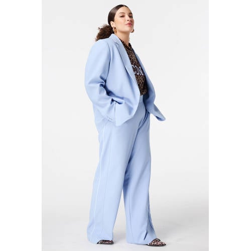 MS Mode wide leg high waist broek lichtblauw afbeelding