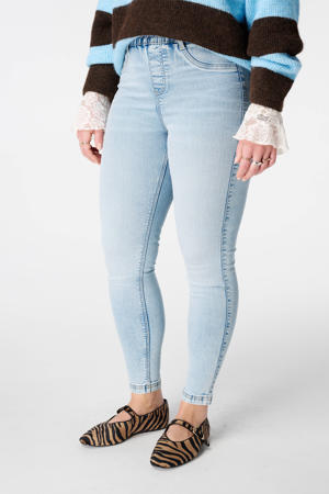 high waist skinny jeans light blue denim