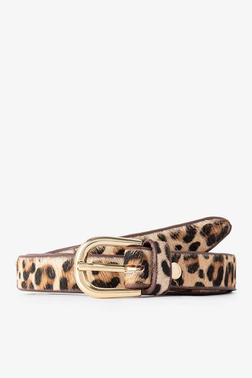 Sissy-Boy suede riem met panterprint bruin