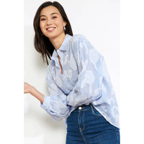 LOLALIZA gestreepte blouse lichtblauw afbeelding