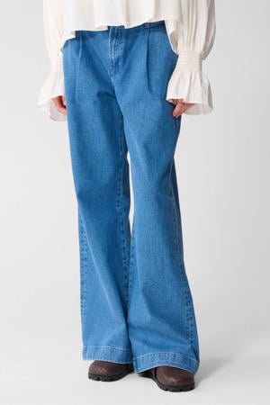 wide leg jeans medium blue denim