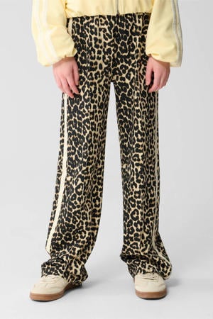 straight casual broek met panterprint bruin
