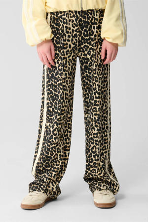 straight casual broek met panterprint bruin