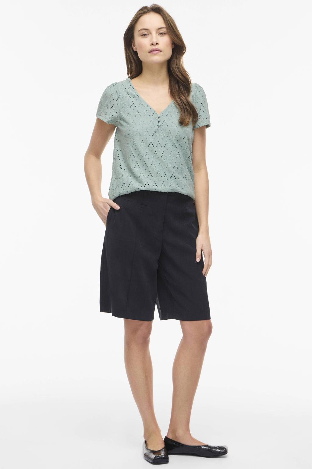 VILA top broderie turquoise