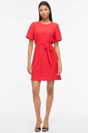 mini jurk broderie rood