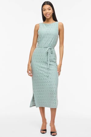 midi jurk broderie turquoise