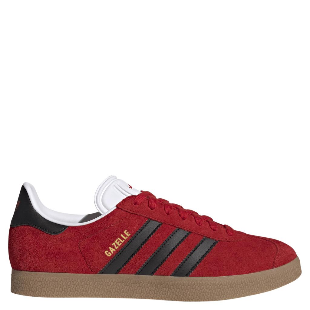 Rood en zwarte unisex adidas Originals Gazelle sneakers van suede/voering: mesh/voetbed: ortholite met veters