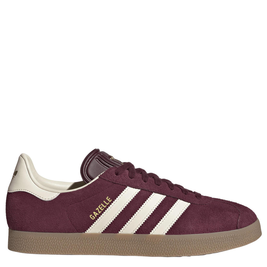 Donkerrode unisex adidas Originals Gazelle sneakers van suede/voering: mesh/voetbed: ortholite met veters