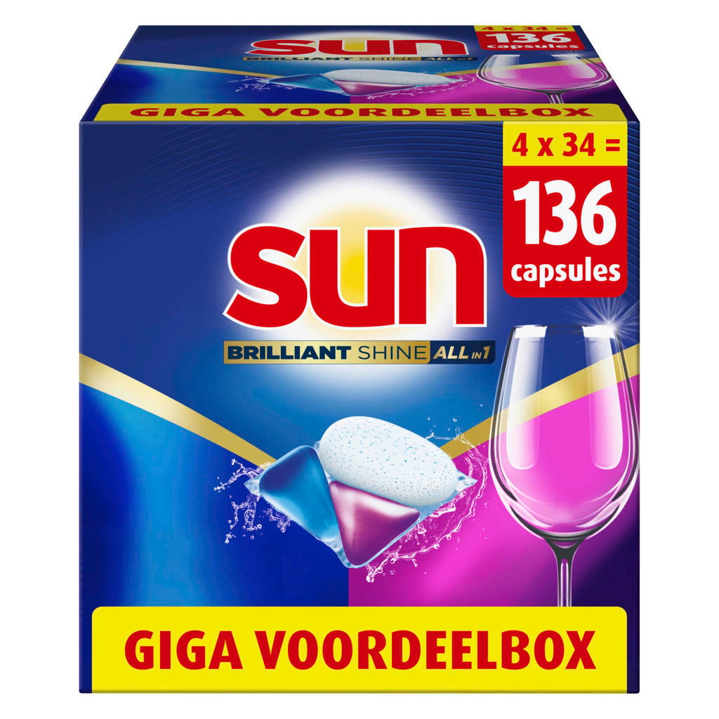 Sun Brilliant Shine All-in 1 vaatwascapsules - 4 x 34 capsules