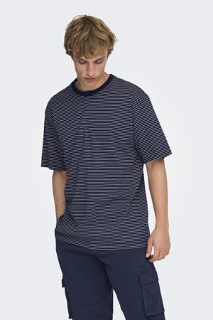 relaxed gestreepte T-shirt donkerblauw