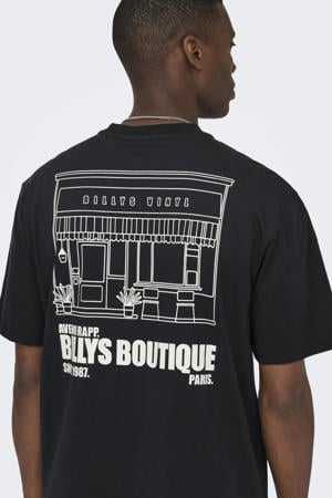 relaxed T-shirt met backprint zwart