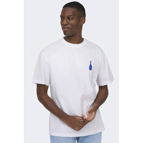 ONLY & SONS oversized T-shirt met backprint wit afbeelding