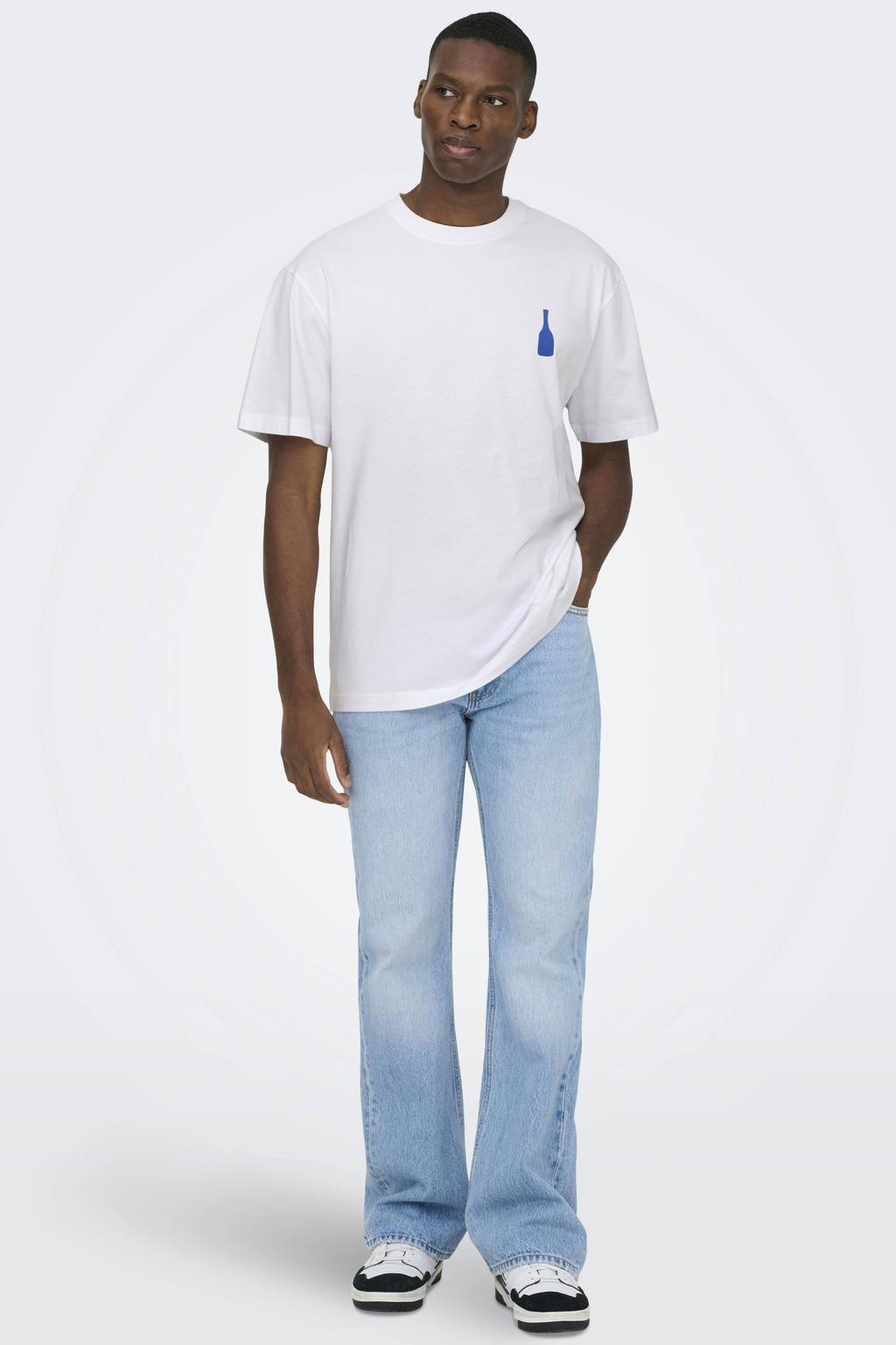 ONLY & SONS oversized T-shirt met backprint wit