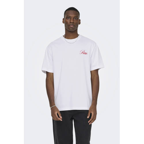 ONLY & SONS oversized T-shirt met backprint wit afbeelding
