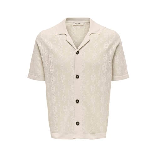 ONLY & SONS regular casual overhemd met ingebreid patroon beige afbeelding