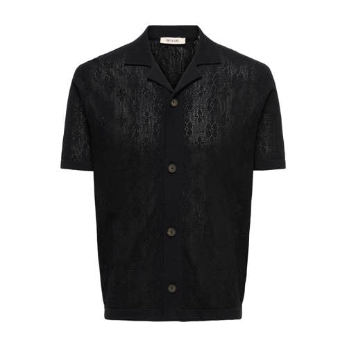 ONLY & SONS regular casual overhemd met ingebreid patroon zwart afbeelding