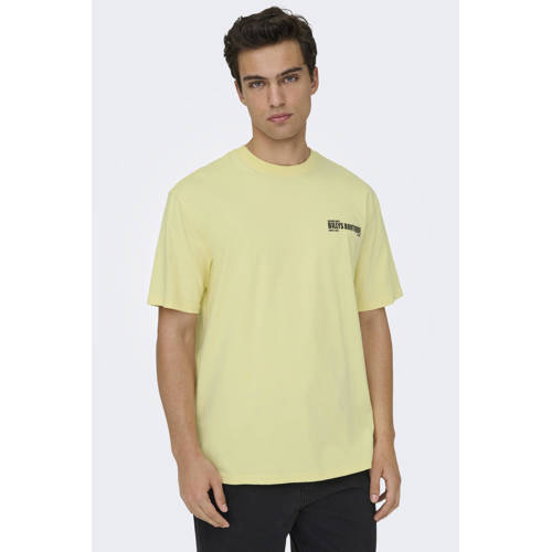 ONLY & SONS relaxed T-shirt met backprint geel afbeelding