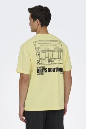 relaxed T-shirt met backprint geel