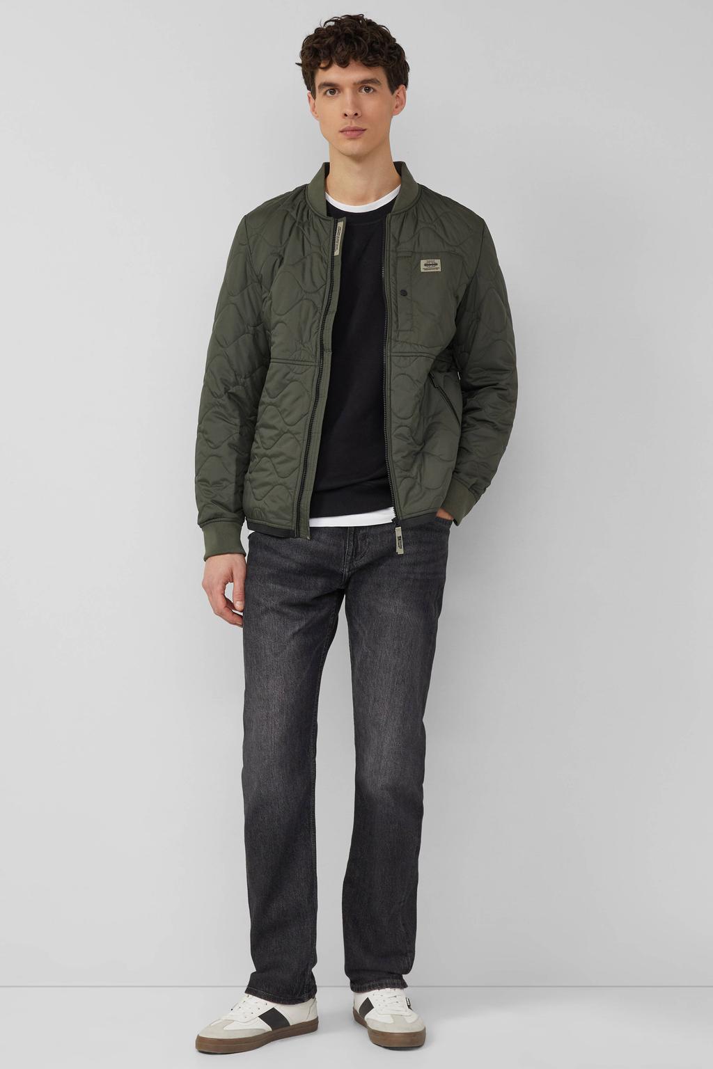 Zwarte heren s.Oliver sweater met effen, lange mouwen en ronde hals