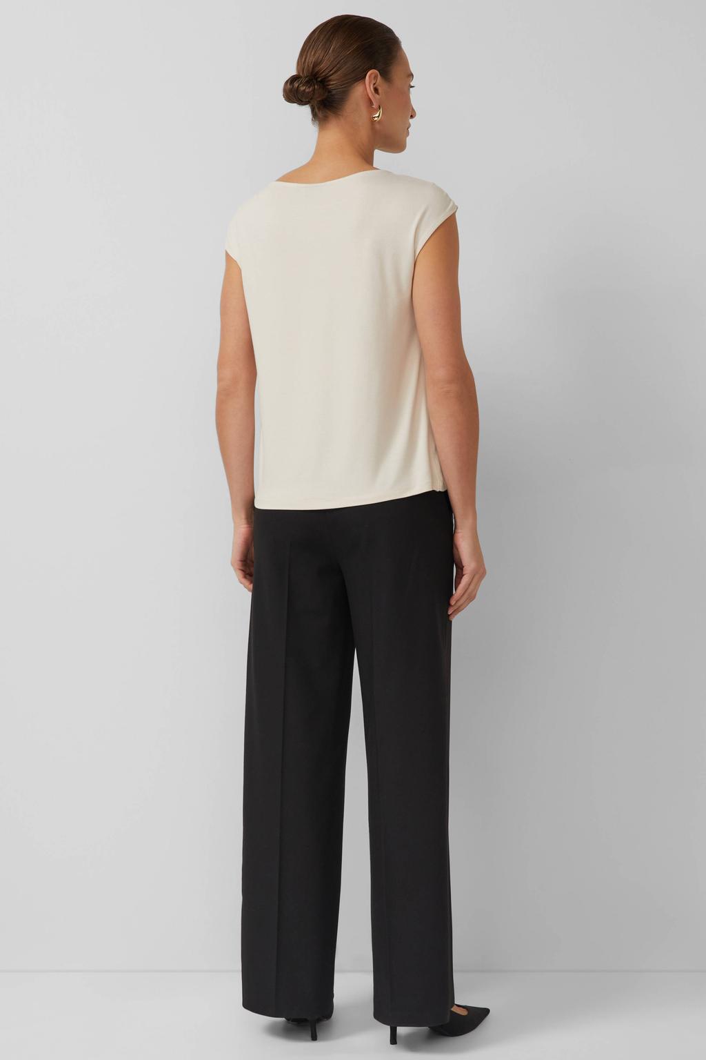 Ecru dames s.Oliver BLACK LABEL top van viscose met effen en ronde hals