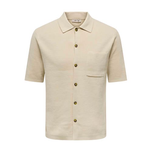 ONLY & SONS regular casual overhemd gebreid beige afbeelding