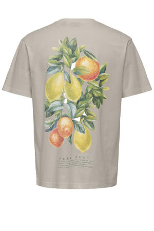 relaxed T-shirt met backprint taupe