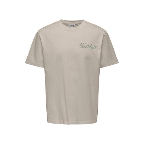 ONLY & SONS relaxed T-shirt met backprint taupe afbeelding