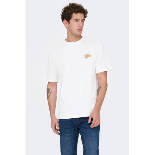 ONLY & SONS relaxed T-shirt met backprint wit afbeelding