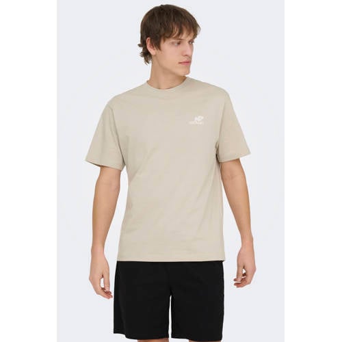 ONLY & SONS relaxed T-shirt met backprint beige afbeelding