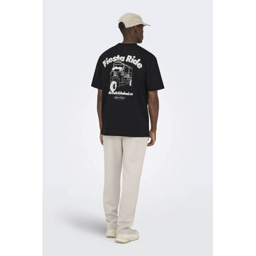 ONLY & SONS relaxed T-shirt met backprint zwart afbeelding