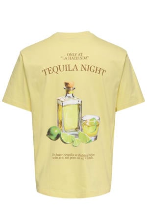 relaxed T-shirt met backprint geel