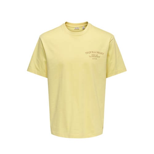 ONLY & SONS relaxed T-shirt met backprint geel afbeelding