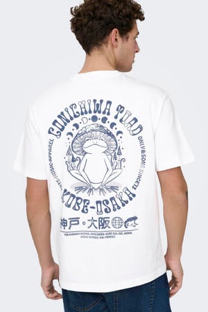 relaxed T-shirt met backprint wit