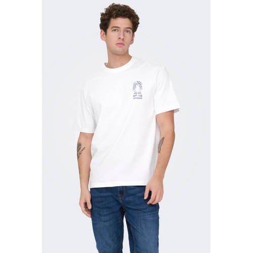 ONLY & SONS relaxed T-shirt met backprint wit afbeelding