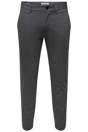 ONSMARK slim geruite chino grijsgroen