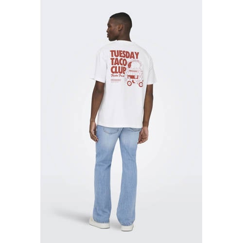 ONLY & SONS relaxed T-shirt met backprint wit afbeelding