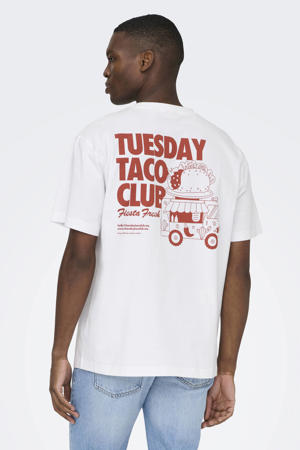 relaxed T-shirt met backprint wit