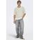 ONLY & SONS regular gestreepte polo met ingebreid patroon ecru
