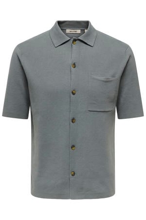 regular casual overhemd gebreid grijs
