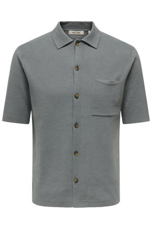 regular casual overhemd gebreid grijs