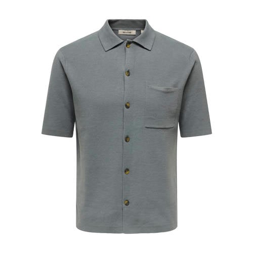 ONLY & SONS regular casual overhemd gebreid grijs afbeelding