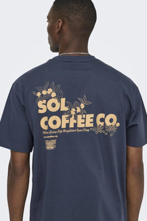 relaxed T-shirt met backprint blauw